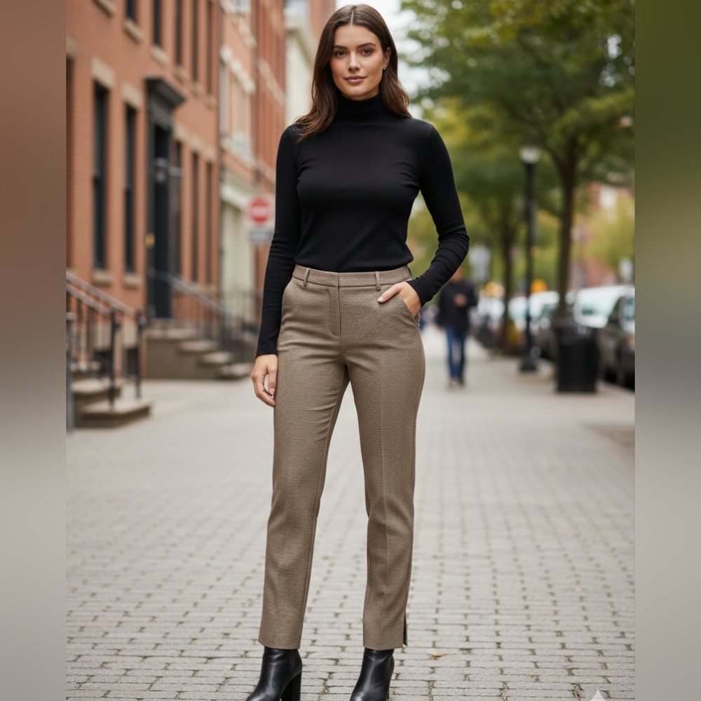 Worthington Tan and Brown Houndstooth Pants - New With Tags